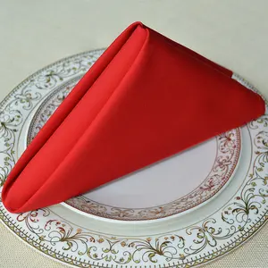 红色耐用无皱纹亚麻餐巾非常适合感恩节派对家庭使用