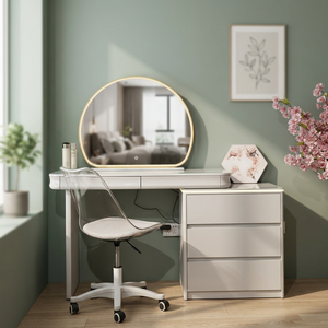 Modern Makeup <b>Vanity</b> Table With <b>Lighted</b> Mirror Storage Desk For Bedroom Furniture - Product Image 4