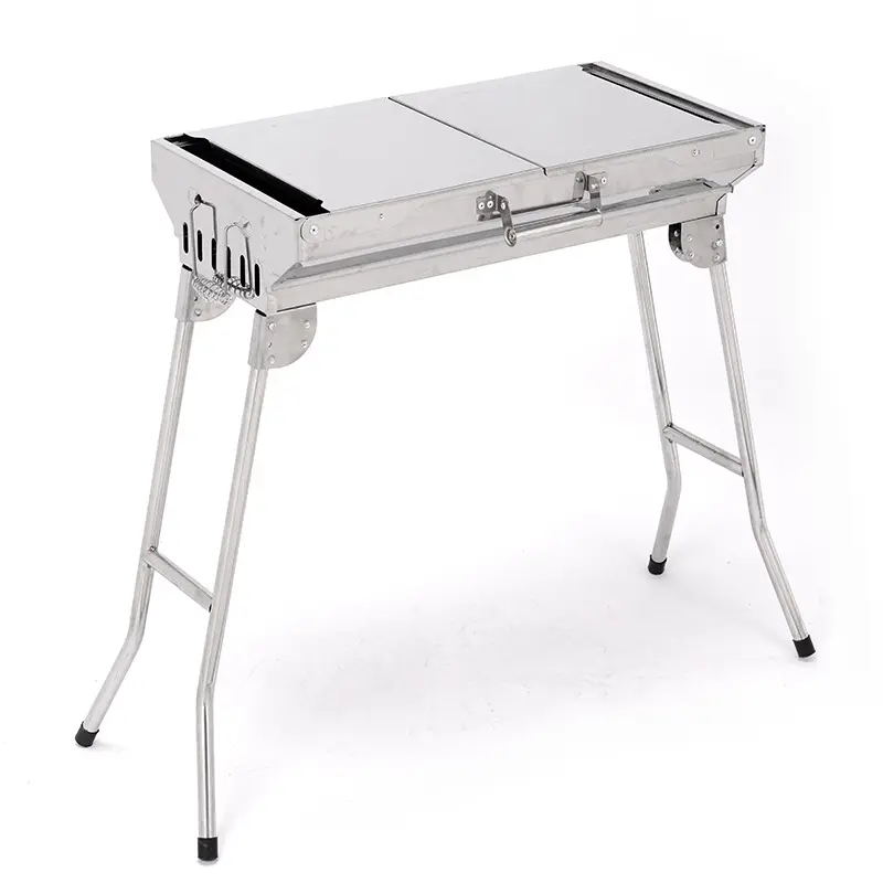 Zogifts Outdoor Camping Thickened Stainless Steel Charcoal Barbecue Large Portable Folding Bbq Grill