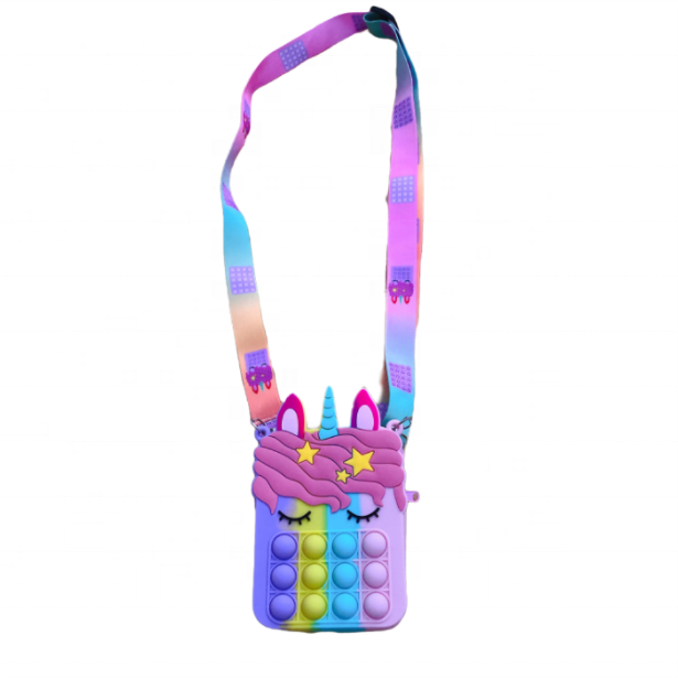 Маленькая Радужная котенка, яблоко, Микки, Детские Силиконовые пурпурные кошельки с единорогом, сумка для девочек