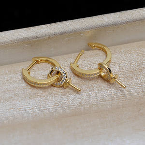 Boucles d'oreilles en argent S925 en forme de U, baroque, 12-20 perles, accessoires de bricolage, plateau vide, 4369, boucles d'oreilles élégantes en perles - Product Image 2