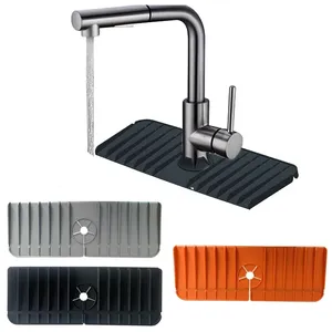 1 pièce Tapis de protection d'évier en silicone rectangulaire 37x14cm, anti-goutte, anti-éclaboussures, antidérapant, écologique, pliable, pour salle de bain - Product Image 2