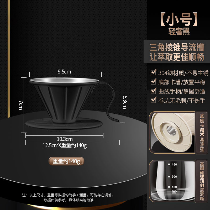 304 Stainless Steel Coffee Filter [Black - Small]