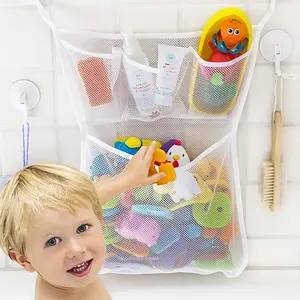 Vasca da bagno per bambini organizzatore di stoccaggio di rete con tasche doccia Caddy tiene per bambini giocattoli sapone Shampoo