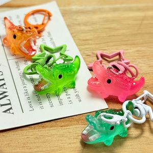 Porte-clés en résine transparente en forme de mini-alligator de dessin animé, breloques crocodile, mousqueton étoile, anneau porte-clés, décoration animale Kawaii, vente en gros - Product Image 1