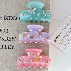 French Simple Elegant Colorful Rhinestone 3D Bowknot Flower <b>Hair</b> <b>Claw</b> Clips Fashion Colorful Acetate <b>Hair</b> <b>Claws</b> - Product Image 5