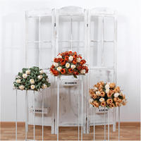 Boule de fleurs de mariage en gros, centre de table, arrangement de fleurs artificielles, boule de fleurs orange, centres de table de mariage