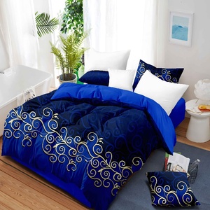 Tất cả các mùa Reversible KING-Size <span class=keywords><strong>bedding</strong></span> <span class=keywords><strong>Set</strong></span> hiện đại hoa màu xanh Trọng lượng nhẹ Polyester điền bedspread trang trại allotment - Product Image 3