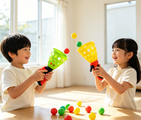 Jeu de lancer et de capture de balles pour enfants, lanceur en plastique avec balles, pour l'intérieur, l'extérieur, le jardin, jouet interactif familial