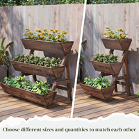 Jardinière surélevée classique en bois à 3 niveaux avec trous de drainage pour une utilisation en intérieur et en extérieur, fleurs/légumes/plantes