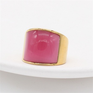 Personalized Jewelry Chunky <b>Rings</b> 18k Gold Plated Opal Stone Charm <b>Rings</b> <b>for</b> <b>Men</b> - Product Image 3