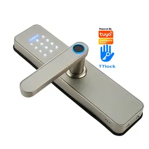 WIFI Tuya APP Smart Door Lock Aluminum Fingerprint Inside Keyless Waterproof Digital Handle Smart Lock