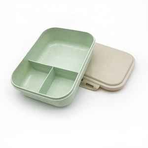 High Quality Factory Price Kids School Taking Outdoor Bento Lunch Storage Box Wheat Straw Food Container