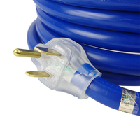 Cable de Extensión RV Multifuncional H05VV-F de 3 Pines, Resistente, NEMA 6-50P/R, 50M, con Luz, Extremo de Goma Azul, IP65, para Exteriores, 15A