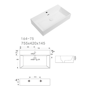 Vasque rectangulaire en céramique pour projet commercial - Product Image 3