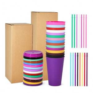 Ensemble de 5 gobelets à paillettes LGBT Pride avec pailles, couvercles et pailles, sans BPA, réutilisables, anti-fuite, pour boissons glacées, 16 oz et 24 oz, vente chaude - Product Image 4