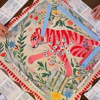 Tapis de jeu de mahjong tropical floral de 31,5 pouces avec support en caoutchouc antidérapant, tapis de jeu personnalisé pour mahjong, poker, dominos, vente en gros OEM