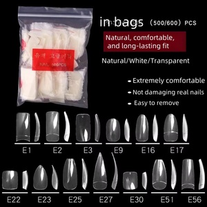 2025 pasta completa <span class=keywords><strong>punta</strong></span> puntiaguda <span class=keywords><strong>Ballet</strong></span> transparente uña del pie naturaleza estilo francés <span class=keywords><strong>media</strong></span> pasta pinturas elipse gota de agua puntas de uñas - Product Image 4