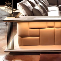 BS Nouveau Design, Ensemble de Canapés de Salon Haut de Gamme Italien, Mobilier de Luxe en Cuir en Forme de L pour Villa