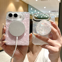 Étui de téléphone magnétique à motif coquillage brillant pour iPhone Duo, coque rigide en PC pliable