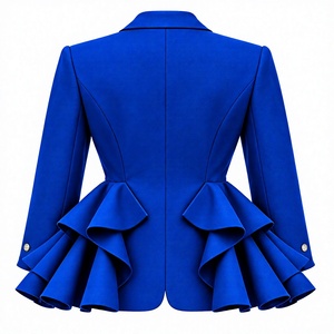 Custom Women’s Royal Blue Ruffle <b>Peplum</b> Blazer – Premium College, University, Sorority & Team Embroidered Formal <b>Jacket</b> - Product Image 2
