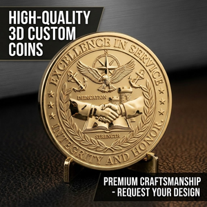 Monete Personalizzate 2D Direttamente dalla Fabbrica, Monete in Argento per l'Applicazione della Legge USA, Monete in Rame Incise ad Alta Lucidatura per Collezioni - Product Image 1