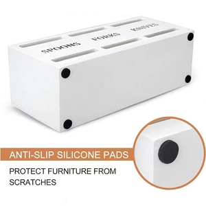 White Rectangle Cutlery Organizer With Compartments For Spoons Forks Knives <b>Kitchen</b> Table <b>Storage</b> <b>Box</b> Standing Type - Product Image 4
