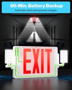 For Exit Signs Emergency Lights Two Adjustable <b>LED</b> Backup <b>Battery</b> Red 94V-0 Fire Resistant 120-277V Indoor Building Wall/Ceiling - Product Image 4