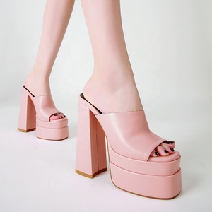Wholesale Dropship Anti-Slippery Breathable Square Toe <b>Lady</b> <b>Platform</b> Shoes Super High Heel Chunky Wedge Autumn <b>Sandals</b> for Party - Product Image 5