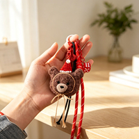 Porte-clés en peluche de Noël, breloque de sac mignonne en forme d'ours ou de chat, pendentif chapeau de Père Noël, jouets pour femmes et filles