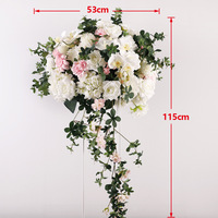 Realistische Künstliche Seidenrosen-Blumenkugel Hochzeits-Tischdekoration Geburtstags-Party-Hintergrund-Dekoration Anpassbare Größe Muttertag