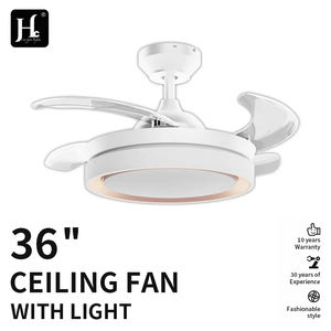Ventilateur de plafond moderne pour bureau à domicile avec lumière LED, télécommande, design rétractable, variateur d'intensité, pales de 36/42 pouces, garantie de 3 ans sur le moteur DC - Product Image 2