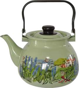 للبيع بالجملة غلاية روسية مطلية بالمينا 3.5 لتر وعاء أخضر كلاسيكي للاستخدام المنزلي سميكة بتصميم أزهار للحليب المائي - Product Image 1