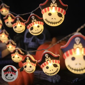 2024 China Battery Operated Mini <b>Lights</b> 3m 1.5m 10 <b>LED</b> Plastic Smile Pumpkin String Halloween Hanging Decorations - Product Image 5