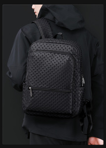 Sac à dos pour ordinateur portable noir tissé, sac de voyage d'affaires, sac d'école, grande capacité, sac à dos pour ordinateur - Product Image 3