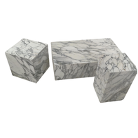 Table basse rectangulaire de luxe moderne avec plateau en marbre blanc Arabescato, meubles décoratifs pour la maison, la villa, le salon, l'hôtel