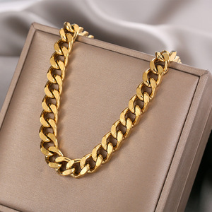 Modische Kubanische Hip-Hop Edelstahl-Halskette mit 18K Gold-Beschichtung für Männer und Frauen - Schlichte Kettenkette - Product Image 1