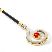 Canne magique élégante avec gemme rouge - Accessoire de cosplay pour gentleman noble pour spectacle de magie sur scène, fête à thème