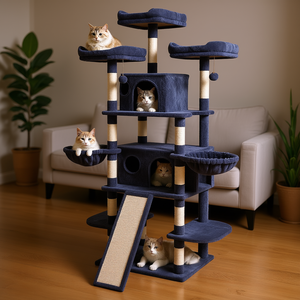 Torre de lujo para gatos de 68.5 pulgadas, árbol para gatos de interior con casas y poste rascador para varios gatos - Product Image 2