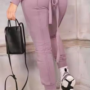 Nouvel ensemble sweat-shirt et pantalon de survêtement personnalisé pour femme, sweat-shirt dos nu et pantalon de survêtement en molleton épais en coton pour femme - Product Image 3