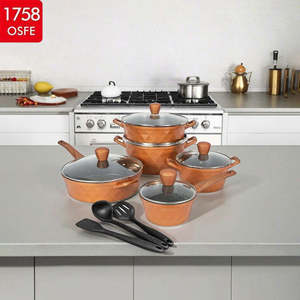 Juego de utensilios de cocina antiadherentes de inducción no tóxica con revestimiento multicapa para cocina casera de Color personalizado con mango de fundición a presión - Product Image 3