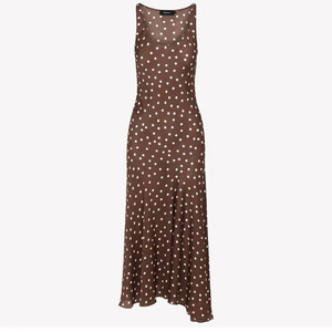 Vestido Maxi de Seda con Estampado de Lunares para Mujer |   Vestido fluido con tirantes finos para ocasiones especiales, bodas y vacaciones - Product Image 6