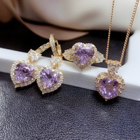 Ensemble de bijoux en argent 925 avec améthyste naturelle en forme de cœur, style cadeau élégant et de qualité supérieure pour la vente en gros et la personnalisation OEM ODM