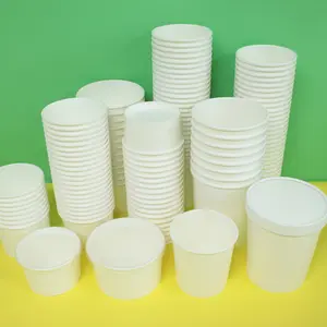 Disposable Double Poly-Coated 8 Oz White Paper Food Cup Soup Containers With PE Coating