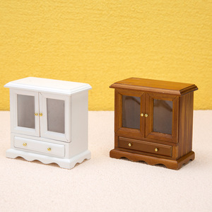 Casa de muñecas en miniatura a escala 1:12 con muebles europeos, gabinete modelo de madera DIY y librería de doble puerta, estilo OB11 - Product Image 4