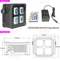 4x15W RGBWA+UV Projecteurs LED étanches à batterie sans fil DMX avec écran OLED pour éclairage de scène, mariage et événements