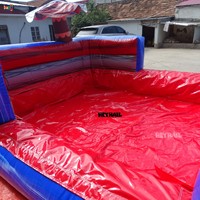 Perosotan Air Tiup Komersial Dua Jalur dengan Kolam Dalam dan Jaring Pengaman untuk Anak-anak dan Dewasa untuk Bisnis Sewa