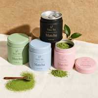 Boîte à thé personnalisée de qualité alimentaire, hermétique, en fer blanc, imprimée sur mesure, ronde, à double couvercle, pour thé matcha