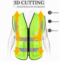 Gilet de sécurité haute visibilité avec poches et fermeture éclair, conforme aux normes ANSI/ISEA