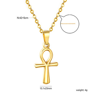 Pendentif croix égyptienne en acier inoxydable plaqué or 18 carats pour femme, collier tendance, bijou cadeau, design géométrique - Product Image 4